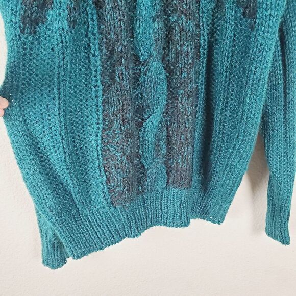 Cambridge Classics Teal Cable Knit Textured Sweater Unisex XL - Picture 4 of 11